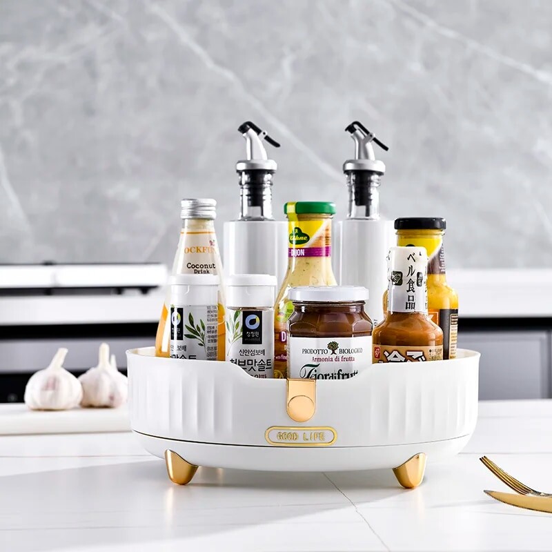 1 tk maitseaineriiulid, pööratav hoiualus, lauapealne soola-, kastme- ja äädikahoidik, multifunktsionaalne hoiurest