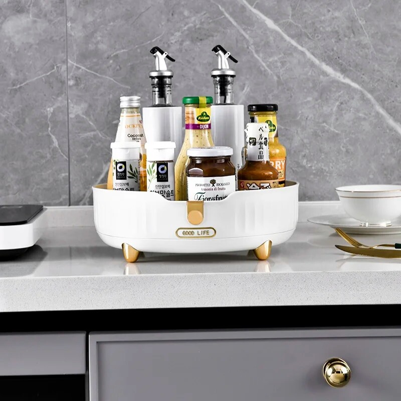 1 tk maitseaineriiulid, pööratav hoiualus, lauapealne soola-, kastme- ja äädikahoidik, multifunktsionaalne hoiurest