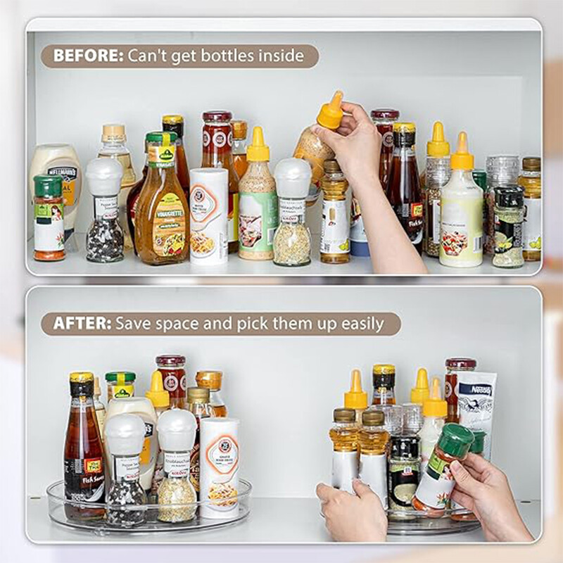 Plastist pöördlaud, pöörlev alus kapi jaoks, köök, vannitoa panipaik – toiduainete hoidmine, korraldamine ja hoiustamise korraldaja