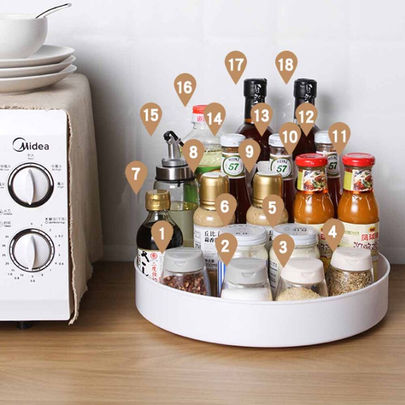 Αποθήκευση κουζίνας Περιστρεφόμενο ντουλάπι 360 μοιρών Οργανωτής μπάνιου Καλλυντικό περιστρεφόμενος δίσκος αποθήκευσης μπαχαρικών Στρογγυλό πιάτο ράφι