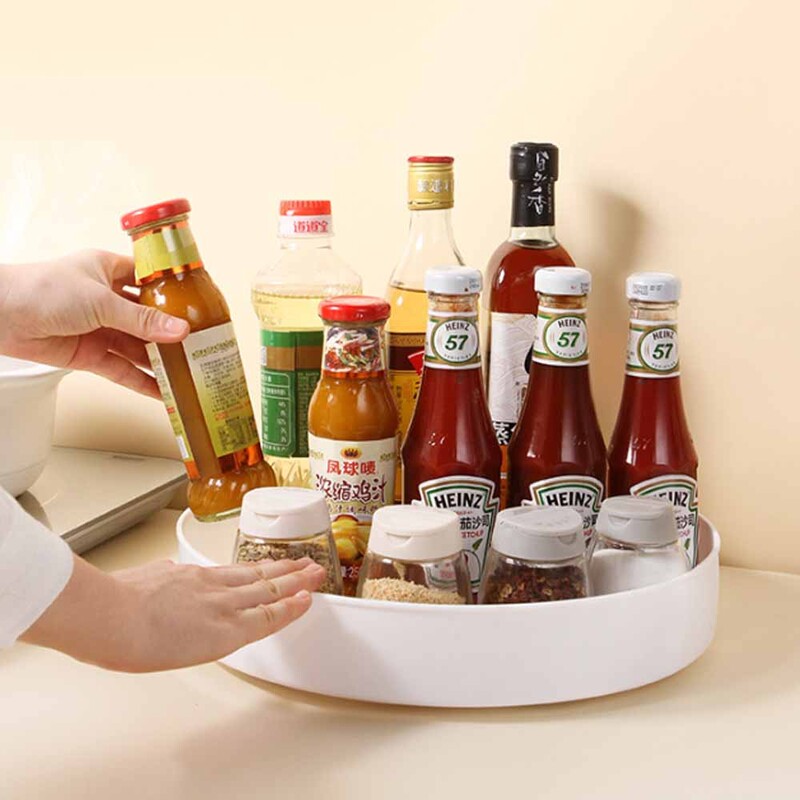 Αποθήκευση κουζίνας Περιστρεφόμενο ντουλάπι 360 μοιρών Οργανωτής μπάνιου Καλλυντικό περιστρεφόμενος δίσκος αποθήκευσης μπαχαρικών Στρογγυλό πιάτο ράφι