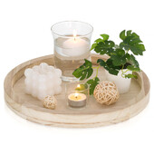 Dekoratiivne puidust serveerimisalus Maalähedane ümmargune puidust taldrik Vintage keskosa küünlahoidja kandik Köök töölaud Ottomani kandik