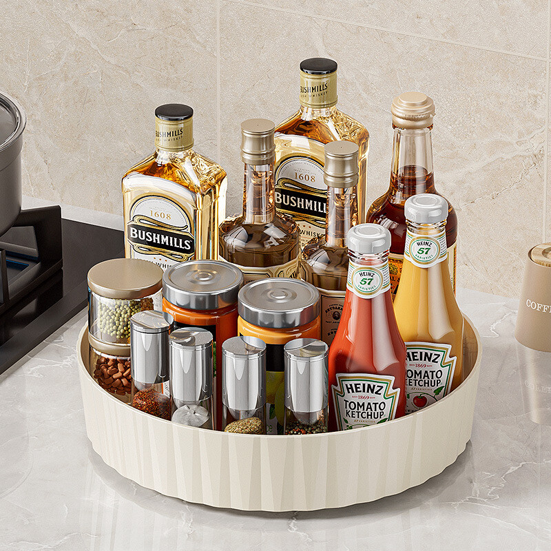 360 pöörlev maitseainete hoiualus Multifunktsionaalne sahvrikapp Pöördlaud kosmeetikatoodete jaoks Vannitoa hoiukarp Köögi korraldaja