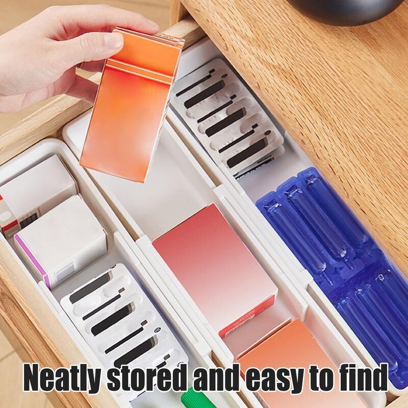 Органайзер за чекмеджета за сребърни прибори Разширяема тава за прибори за кухня Регулируема поставка за прибори и прибори Бял органайзер за прибори