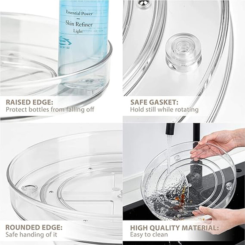 Въртящ се органайзер за въртяща се маса - за кухня, килер, шкаф, хладилник - въртящ се контейнер за съхранение на храна за подправки, подправки