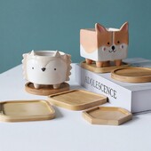 Тава за саксии 10 стила Бамбукова декоративна тава Дървена тава за саксии Творчески градински консумативи Опростен дизайн Държач Домашен декор