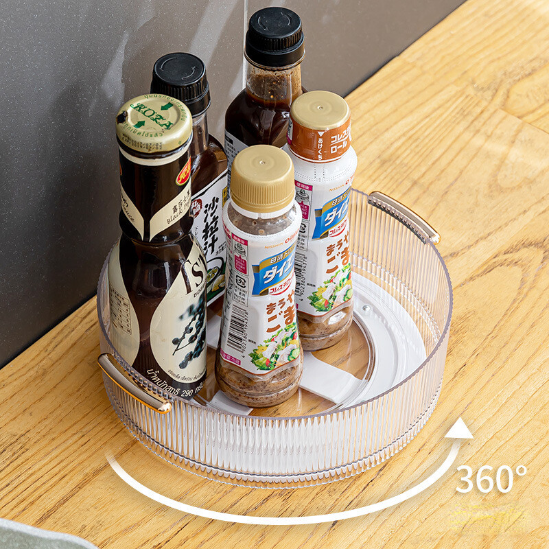 Περιστρεφόμενος πλαστικός δίσκος αποθήκευσης Κουτί αποθήκευσης καλλυντικών Οργανωτής μακιγιάζ Αποθήκευση καλάθια οργάνωσης κουζίνας Δίσκος σερβιρίσματος 360 μοιρών