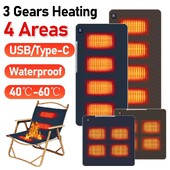 4 зони USB нагреваема възглавница Преносима по-топла подложка за сядане Аксесоар за спалня Офис Къмпинг Риболов Стол за кола Поддържане на топлина