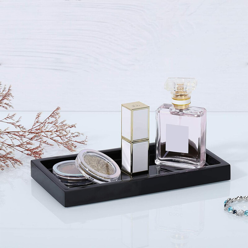 2 veekindla vaiguga vannitoa hoiualus koos õrna mustriga alusega vannitoatarvete pudel, must 22 * 12 * 2 cm