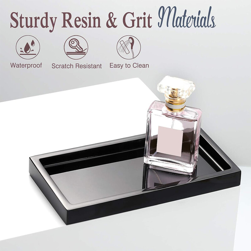 2 veekindla vaiguga vannitoa hoiualus koos õrna mustriga alusega vannitoatarvete pudel, must 22 * 12 * 2 cm