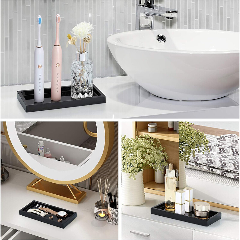 2 veekindla vaiguga vannitoa hoiualus koos õrna mustriga alusega vannitoatarvete pudel, must 22 * 12 * 2 cm