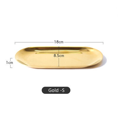 Модерна метална плоча от розово злато от неръждаема стомана, сребро, овална кутия за съхранение на бижута. Тава за съхранение. Декоративна тава за консумативи.