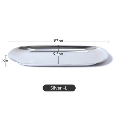 Модерна метална плоча от розово злато от неръждаема стомана, сребро, овална кутия за съхранение на бижута. Тава за съхранение. Декоративна тава за консумативи.