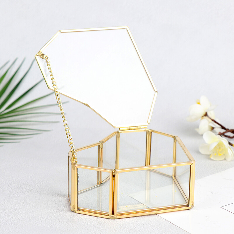 Σχήμα καρδιάς Γεωμετρικό γυάλινο κουτί κοσμήματος Κουτί βέρας γάμου Θήκη δαχτυλιδιού οργάνωσης