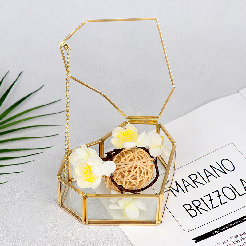 Σχήμα καρδιάς Γεωμετρικό γυάλινο κουτί κοσμήματος Κουτί βέρας γάμου Θήκη δαχτυλιδιού οργάνωσης