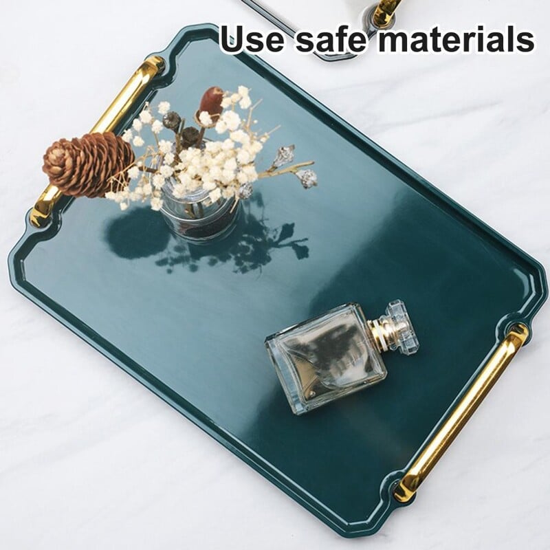 Ορθογώνιος πλαστικός δίσκος σερβιρίσματος Αντιπαραμορφωτικός δίσκος σνακ με λαβή Αντιολισθητικός δίσκος φρούτων οικιακών προμηθειών