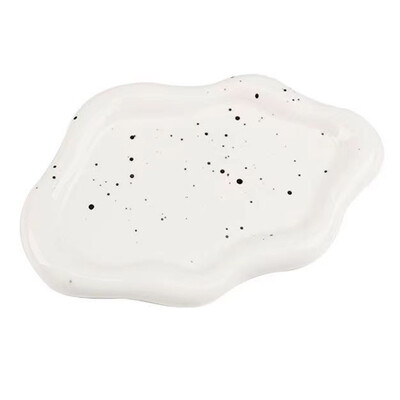 Ehtenõu Loominguline valge pilve kujuga keraamiline plaat nikerdamine krohvikaunistus kella võtmed kandiku hoidik majapidamiskaunistused