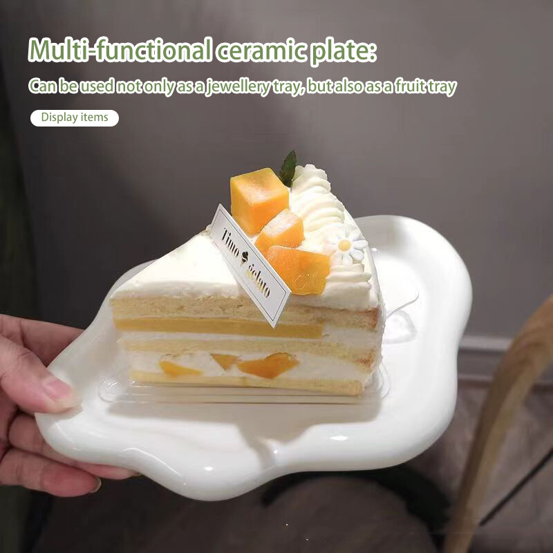 Ehtenõu Loominguline valge pilve kujuga keraamiline plaat nikerdamine krohvikaunistus kella võtmed kandiku hoidik majapidamiskaunistused