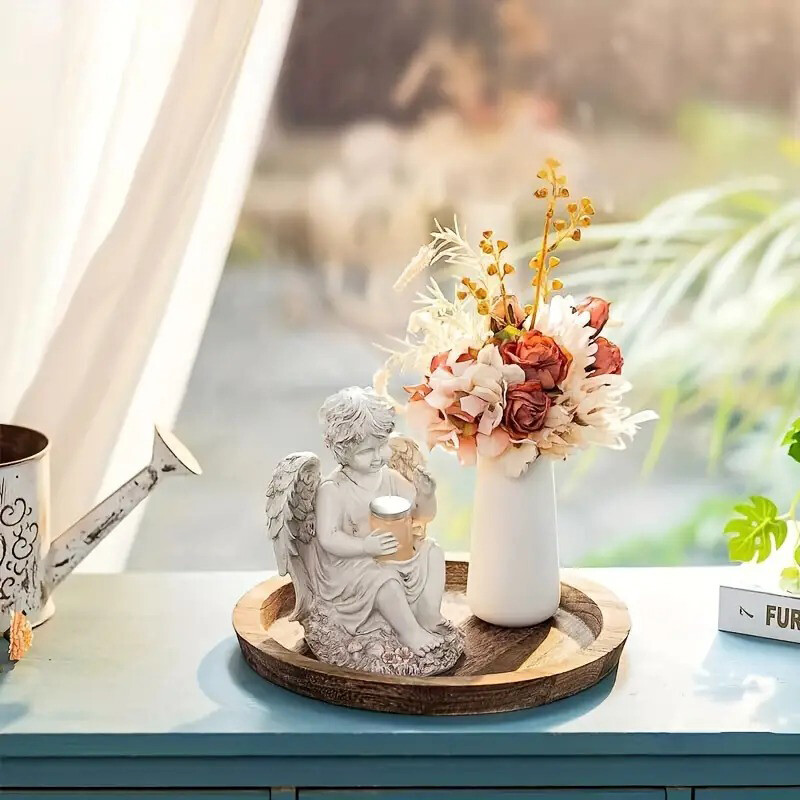 Maalähedased puidust kandikud ümmargused puidust küünlahoidja kandik, taldrik suupiste magustoit köögilaua keskosa kaunistus kodukaunistus