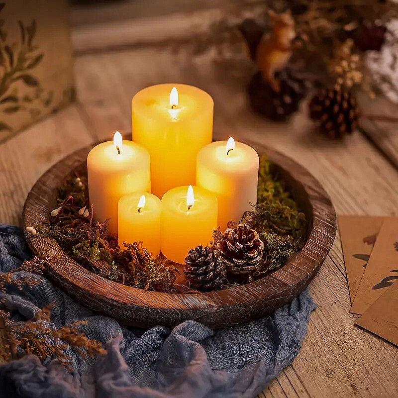 Maalähedased puidust kandikud ümmargused puidust küünlahoidja kandik, taldrik suupiste magustoit köögilaua keskosa kaunistus kodukaunistus