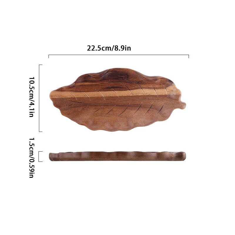 Σχήμα φύλλου κινέζικου στυλ Ξύλινος δίσκος πιάτο επιδόρπιου ρετρό δίσκος τσαγιού Πιάτα φρούτων Τροφή για καφέ Επιτραπέζια σκεύη προμήθειες κουζίνας