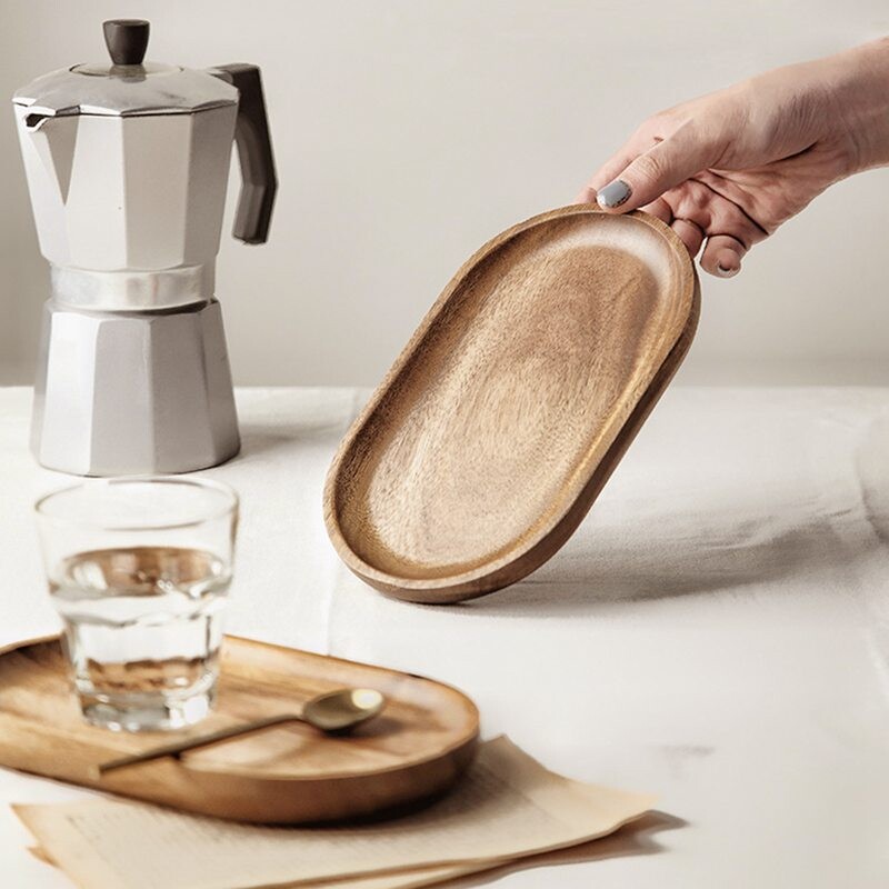 Tanjur od bukovine Ovalni pladanj Puno drvo Mali tanjur Desert Sushi Snack Voćni švedski stol Dječje posuđe Natural Living