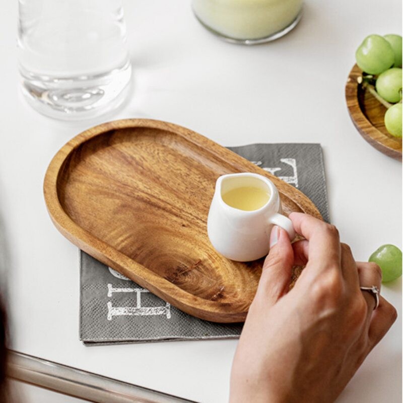 Tanjur od bukovine Ovalni pladanj Puno drvo Mali tanjur Desert Sushi Snack Voćni švedski stol Dječje posuđe Natural Living