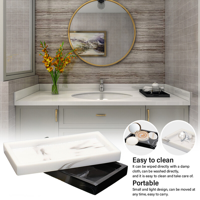 Marmorist mustriga vaigualus Libisemiskindel ristkülikukujuline plaat Vannitoa seebi šampooni hoiualus Kodukaunistuse kosmeetikavahend