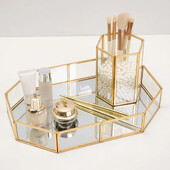 Kuldne peegelsalv kosmeetikakonteiner ehete organiseerija ümbris Vannitoa hoidik huulepulk kaelakee lauaarvuti meigihoidik Orga