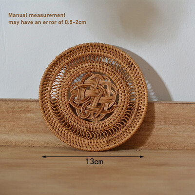 Ράταν υφαντό κεραμικό κοίλο στρογγυλό φλιτζάνι σουβέρ Τσαγιέρα Κούπα για ποτό καφέ Μαξιλαράκι θερμομόνωσης Επιτραπέζιο σκεύος Χειροποίητο σουπλά τραπεζιού