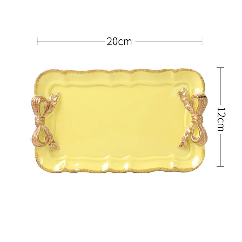 1PC pladanj s nordijskom mašnom Kozmetički tanjur za pohranu voćnih deserta Pladanj za grickalice za kolače Ukrasna posuda za dom