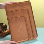 Põhjamaade ristkülikukujuline plastist kaubaalus, puiduimitatsioon, värvid puuviljad, kohvialus, hoiualus Söögitaldrik Kodu Serveerimisalus Teealus