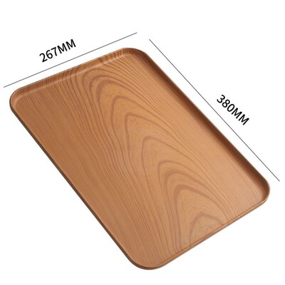 Põhjamaade ristkülikukujuline plastist kaubaalus, puiduimitatsioon, värvid puuviljad, kohvialus, hoiualus Söögitaldrik Kodu Serveerimisalus Teealus