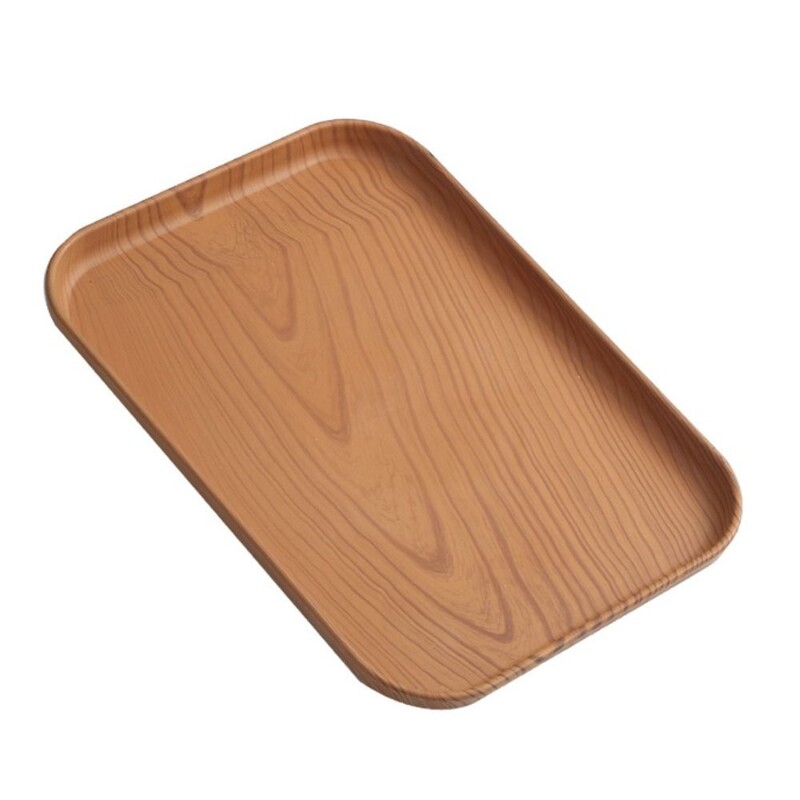 Põhjamaade ristkülikukujuline plastist kaubaalus, puiduimitatsioon, värvid puuviljad, kohvialus, hoiualus Söögitaldrik Kodu Serveerimisalus Teealus