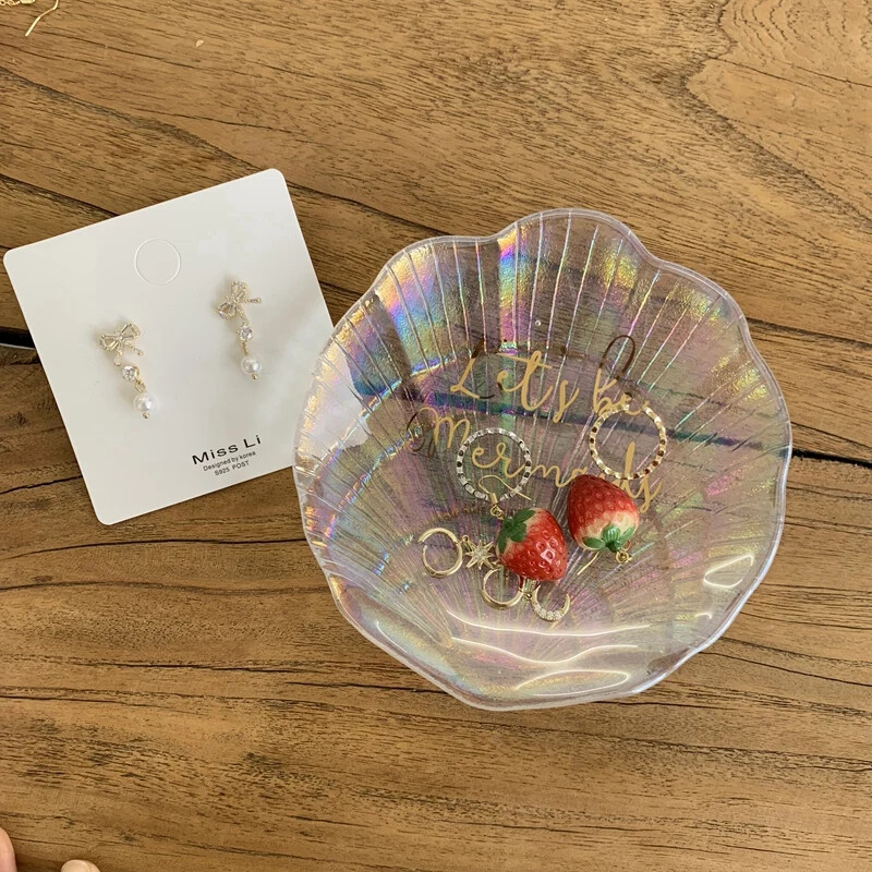 Creative Shell kandik Klaasist hoiualused Kõrvarõngad Sõrmused Ehted Näidikud Värvipalett Fotorekvisiidid Bandejas Decor