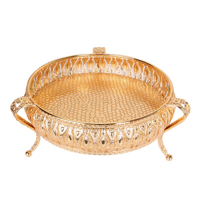 Χρυσός δίσκος φρούτων Creative Vintage Χρυσό στρογγυλό τετράγωνο πιάτο φρούτων Πολυλειτουργικό μεταλλικό σνακ Οικιακό πιάτο αποθήκευσης Ενδύματα σπιτιού