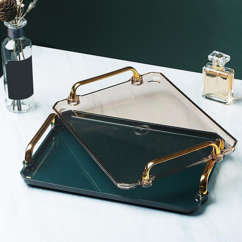 Ορθογώνιος πλαστικός δίσκος σερβιρίσματος Αντιπαραμορφωτικός δίσκος σνακ με λαβή Αντιολισθητικός δίσκος γλυκών φρούτων, προμήθειες κουζίνας