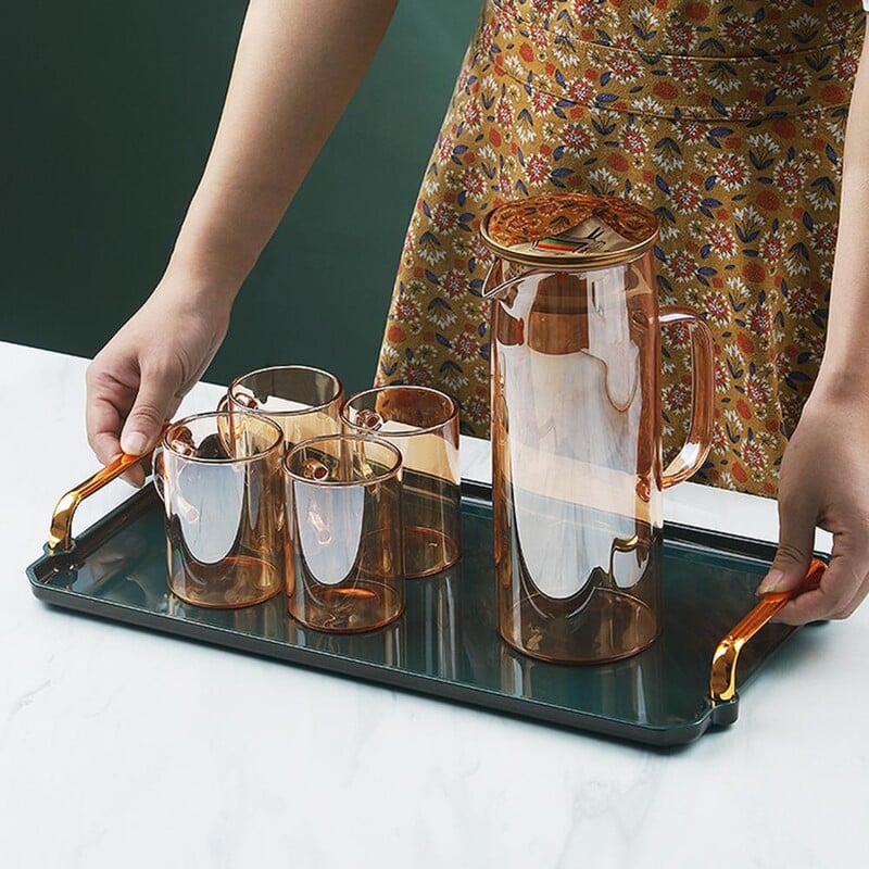 Ορθογώνιος πλαστικός δίσκος σερβιρίσματος Αντιπαραμορφωτικός δίσκος σνακ με λαβή Αντιολισθητικός δίσκος γλυκών φρούτων, προμήθειες κουζίνας