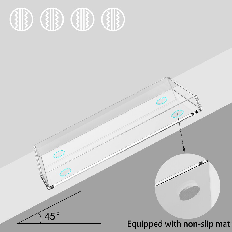 Akrüülist ristkülikukujuline läbipaistev kandik meigiks, pesemiseks, hoiustamiseks, köökideks, puuviljadeks, suupisteteks ja mitmeks kasutamiseks