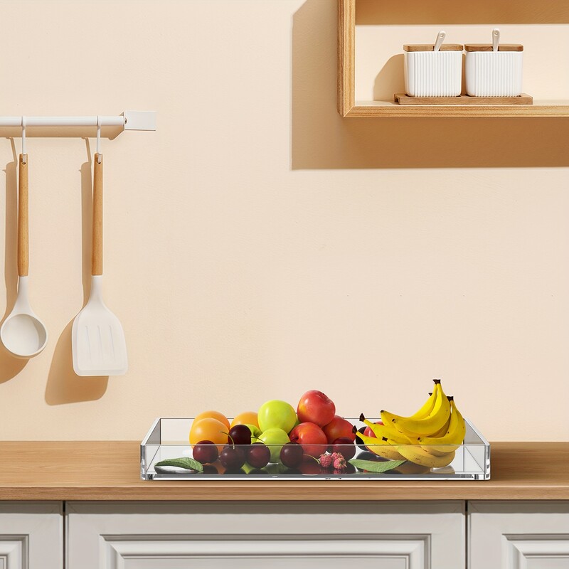 Akrüülist ristkülikukujuline läbipaistev kandik meigiks, pesemiseks, hoiustamiseks, köökideks, puuviljadeks, suupisteteks ja mitmeks kasutamiseks