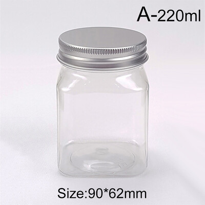 220/360/420/550 ml Tukša caurspīdīga apaļa plata mutes uzglabāšanas tvertne ar vītnes vāciņu Uzkodu pupiņu garšvielu konfekšu tvertne