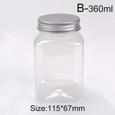 220/360/420/550 ml Tukša caurspīdīga apaļa plata mutes uzglabāšanas tvertne ar vītnes vāciņu Uzkodu pupiņu garšvielu konfekšu tvertne