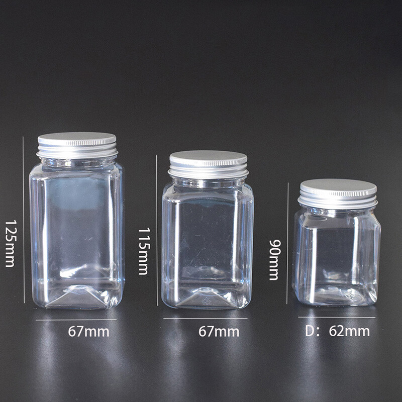 220/360/420/550ml Άδειο διαφανές στρογγυλό δοχείο αποθήκευσης με πλατύ στόμα με καπάκι με κλωστή Snack Bean Spice Candy Container