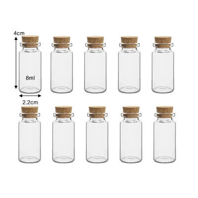 10 tk 5–20 ml korgikorgiga miniklaaspudelid DIY kommivürtspurgid Kunstikäsitöö Pulmad selge sõnumiga viaal Soovipudel