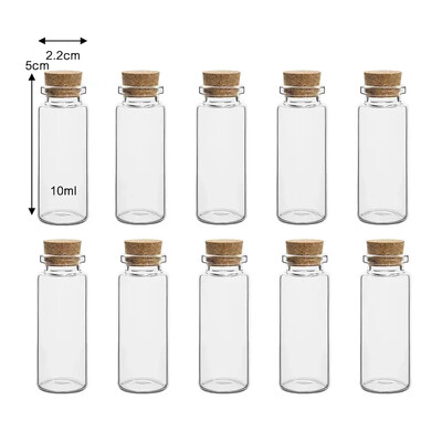 10 tk 5–20 ml korgikorgiga miniklaaspudelid DIY kommivürtspurgid Kunstikäsitöö Pulmad selge sõnumiga viaal Soovipudel
