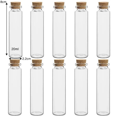 10 tk 5–20 ml korgikorgiga miniklaaspudelid DIY kommivürtspurgid Kunstikäsitöö Pulmad selge sõnumiga viaal Soovipudel