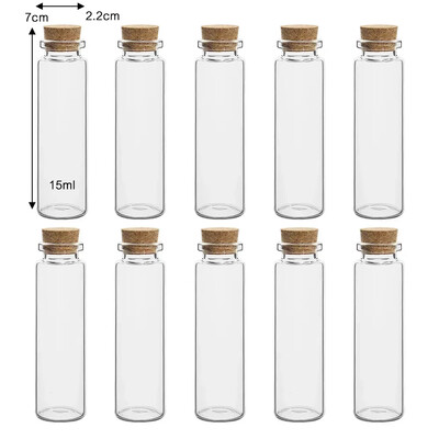 10 tk 5–20 ml korgikorgiga miniklaaspudelid DIY kommivürtspurgid Kunstikäsitöö Pulmad selge sõnumiga viaal Soovipudel