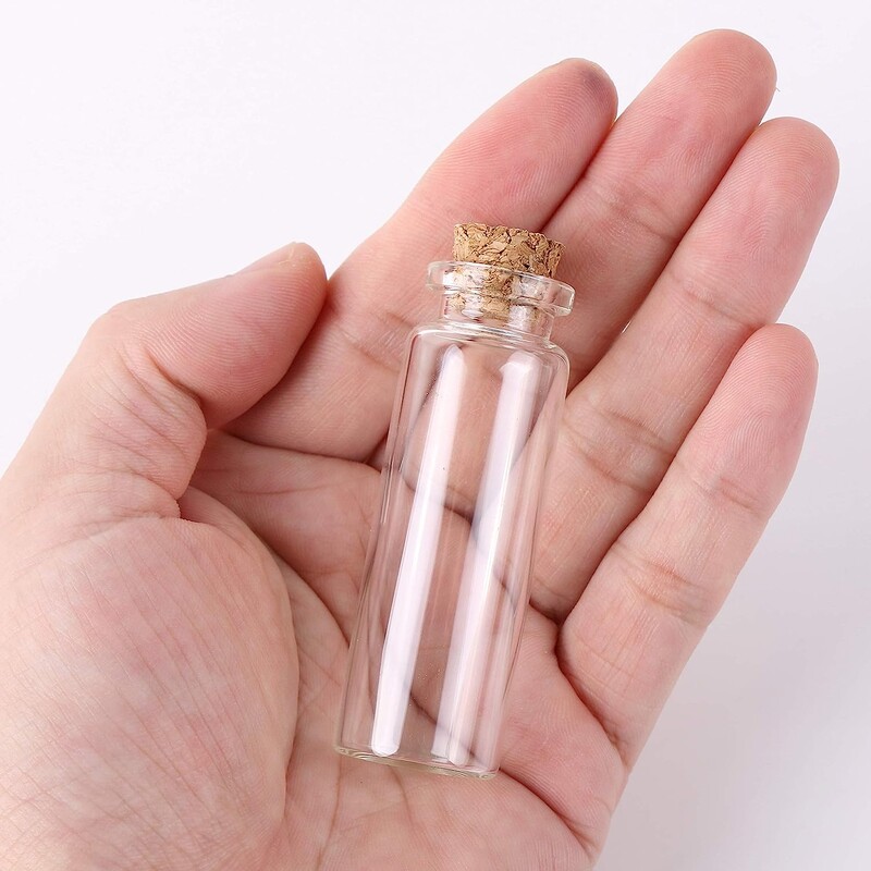 10 ΤΕΜ. Μίνι γυάλινα μπουκάλια 5ml-20ml με πώμα από φελλό DIY Candy Spice Jars Art Crafts Wedding Clear Message Vial Wishing Bottle