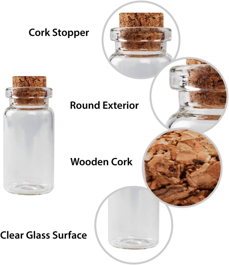 10 ΤΕΜ. Μίνι γυάλινα μπουκάλια 5ml-20ml με πώμα από φελλό DIY Candy Spice Jars Art Crafts Wedding Clear Message Vial Wishing Bottle