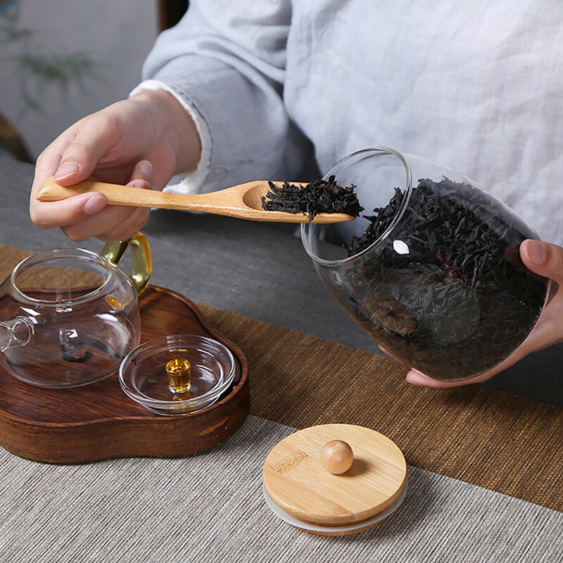 Drveni poklopac Staklena zatvorena staklenka Spremnik za hranu Čajni slatkiši Kuhinjska boca za pohranu Staklenka velikog kapaciteta zatvorena za kuhinjske staklenke